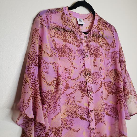 CAbi| Pink Cheetah Print Blouse, Style 5711 - Picture 3 of 11